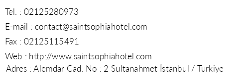Best Western Saint Sophia Hotel telefon numaralar, faks, e-mail, posta adresi ve iletiim bilgileri